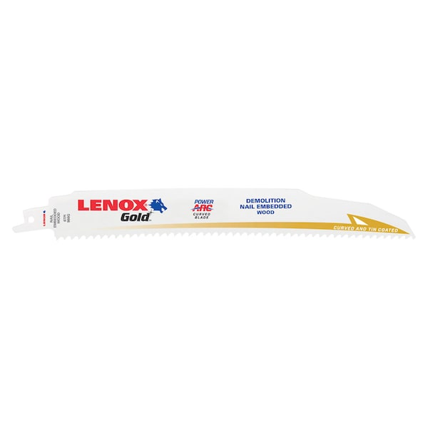 Lenox Gold Power Arc 9 in. Bi-Metal Demolition Reciprocating Saw Blade 6 TPI 5 pk